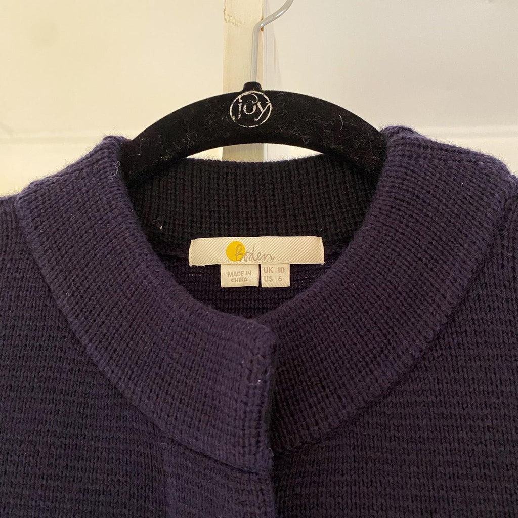 Boden Claudia Cotton Wool Cropped Cardigan in Navy Size 6