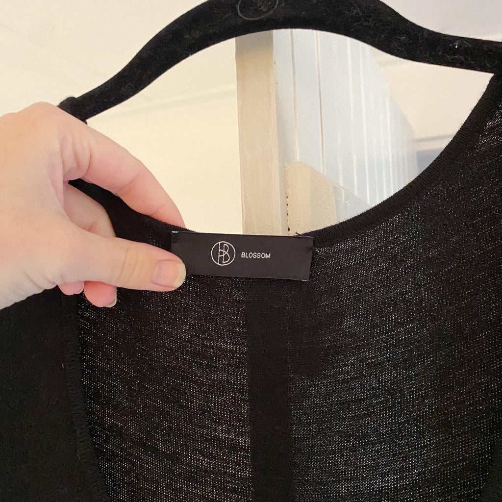 Blossom Pleated Knit Scoop Neck Drop Waist Midi Dress Size M