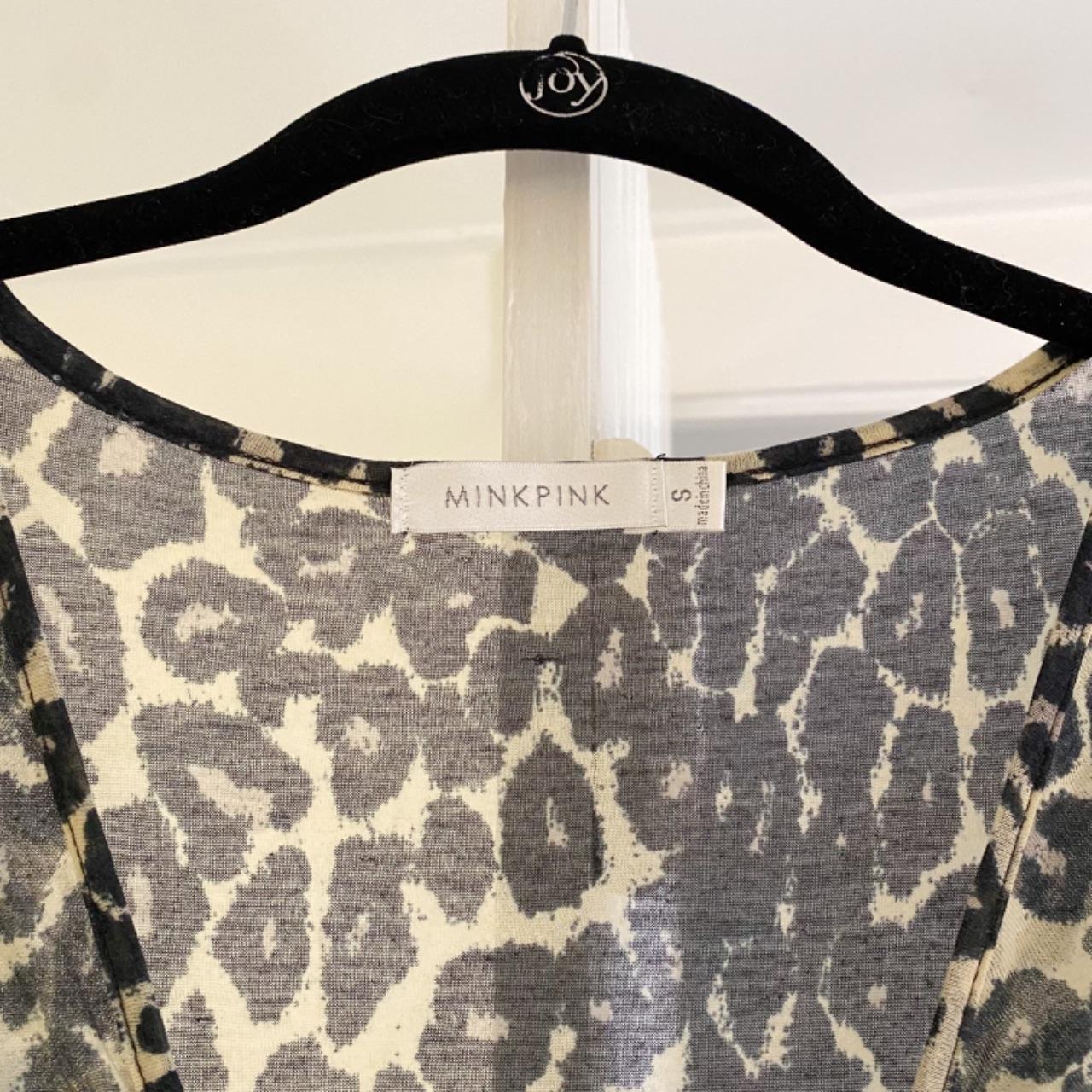 MinkPink Leopard Print Semi-Sheer Ruched Drape Top Size S