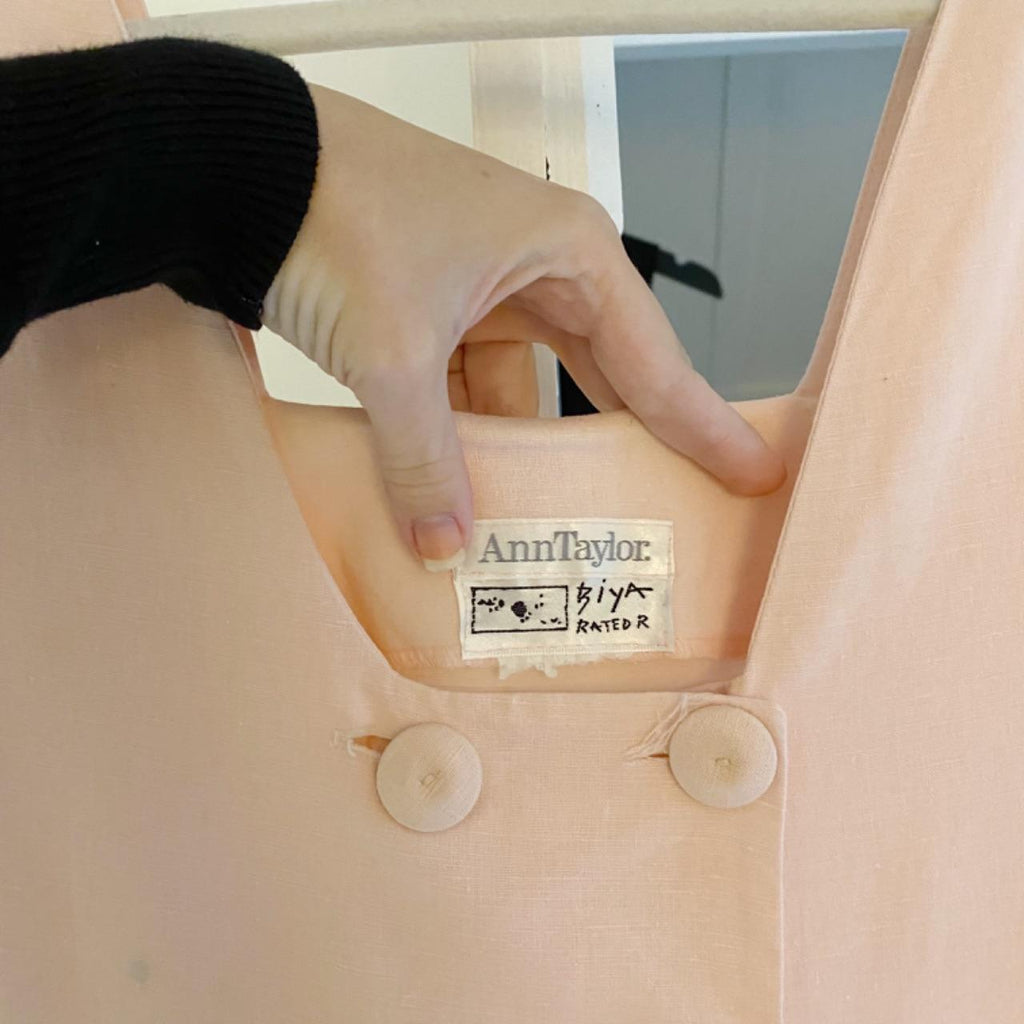Ann Taylor / Biya Rated R Vintage 80s Button Front Pleated Romper