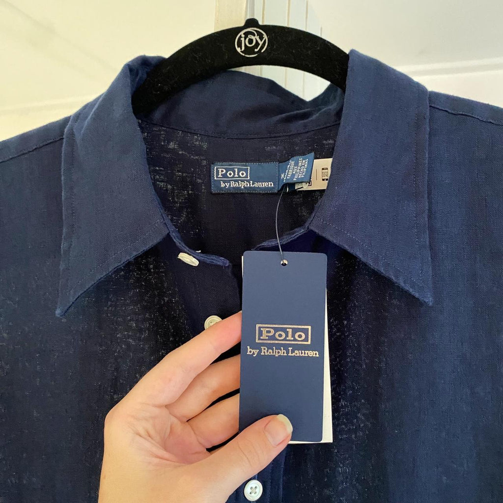 Polo Ralph Lauren Oversized Fit Linen Shirt Newport Navy NWT Size M