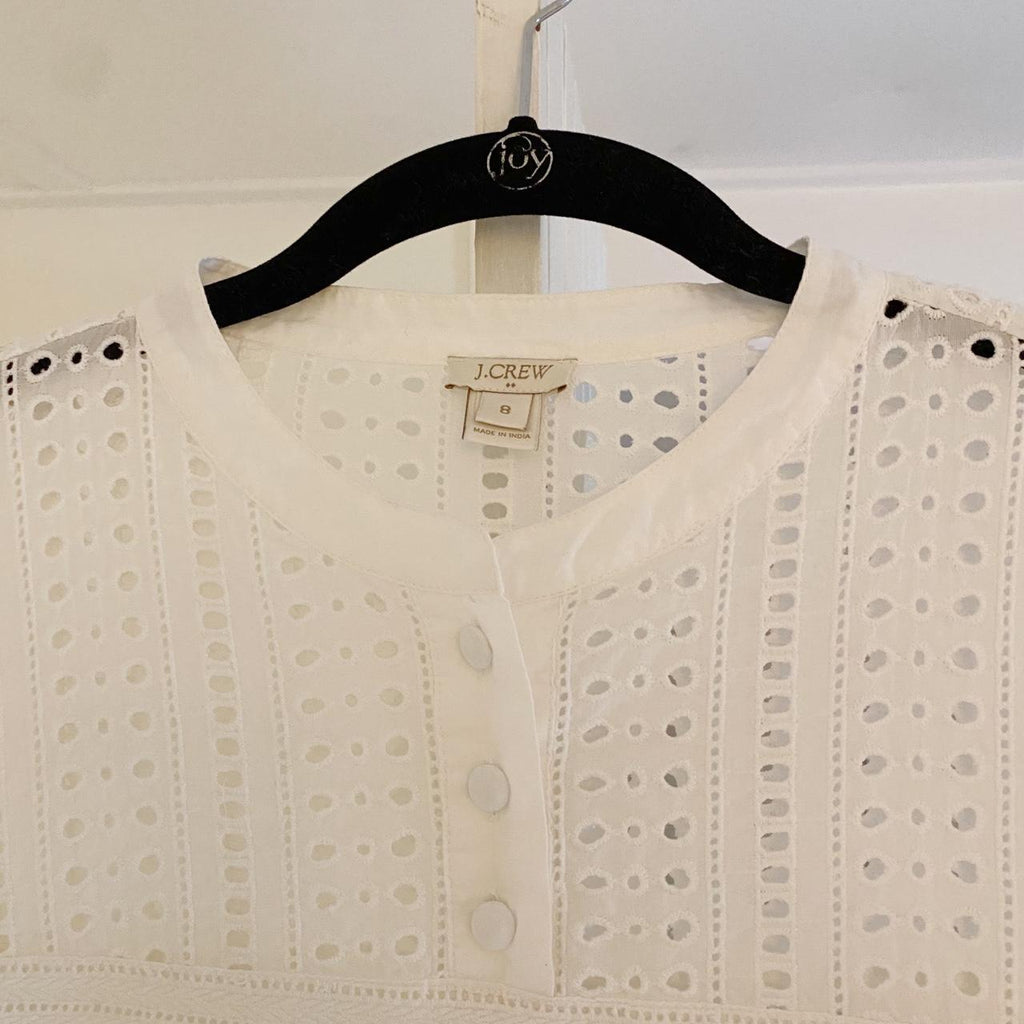 J. Crew Long Sleeve Eyelet Popover Shirt Size 8