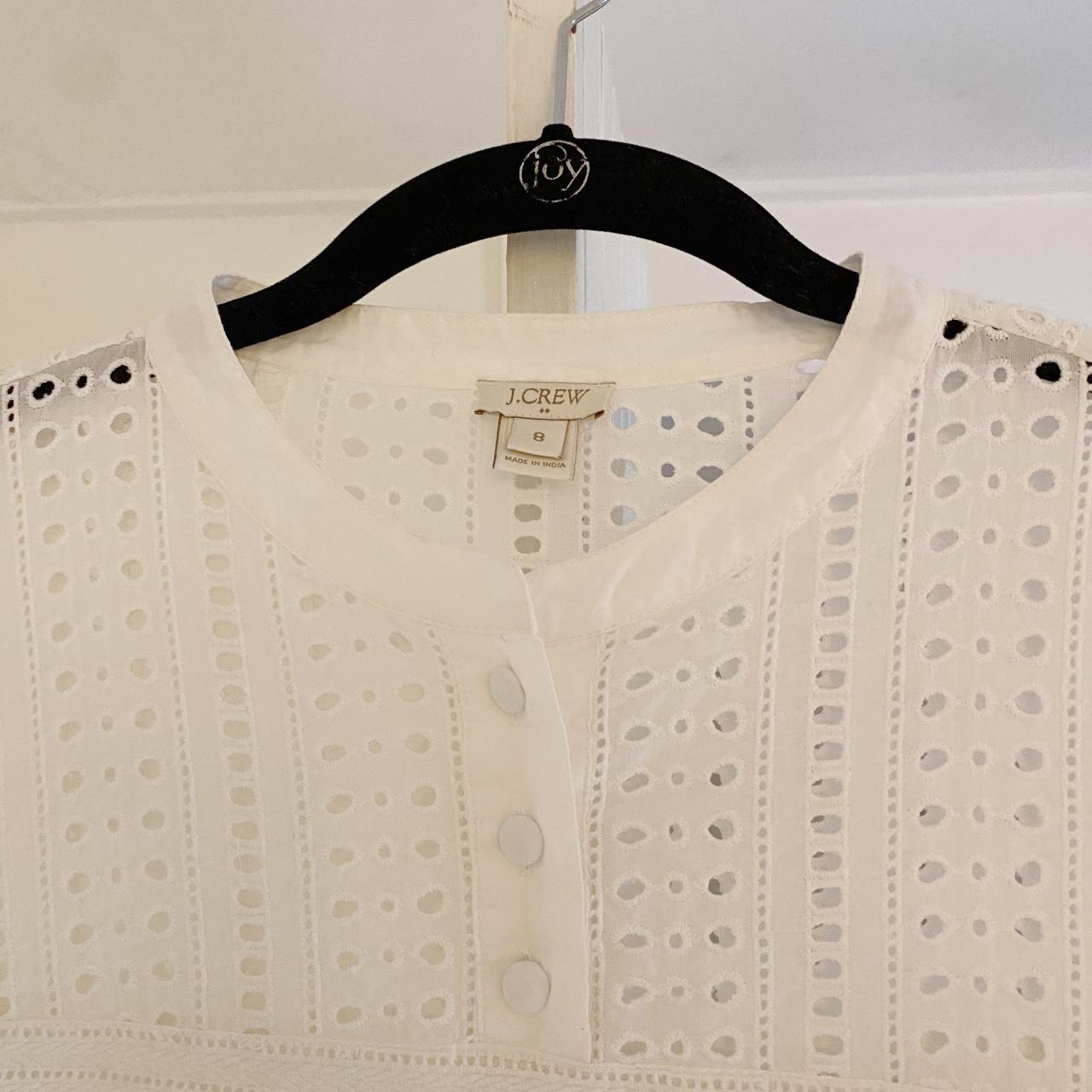 J. Crew Long Sleeve Eyelet Popover Shirt Size 8