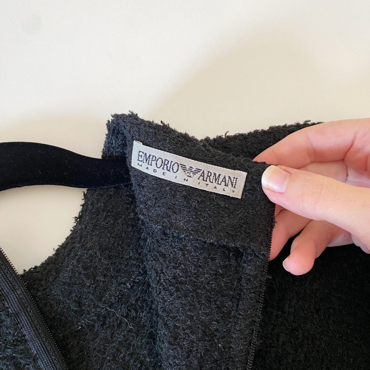 Emporio Armani Vintage 90s Mock Neck Wool Knit Contrast Pencil Dress Size 38