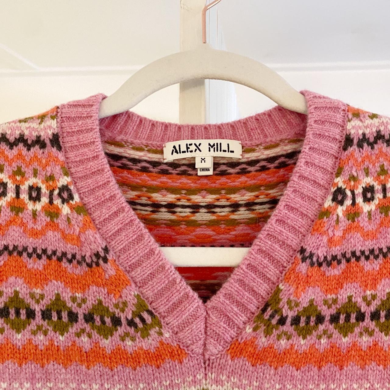 Alex Mill Francis Merino Wool Fair Isle Sweater Vest in Peony Combo Size M