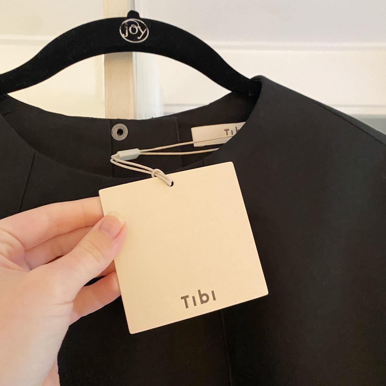 Tibi Sculpted Cotton Cropped Long Sleeve Top in Black NWT Size 6