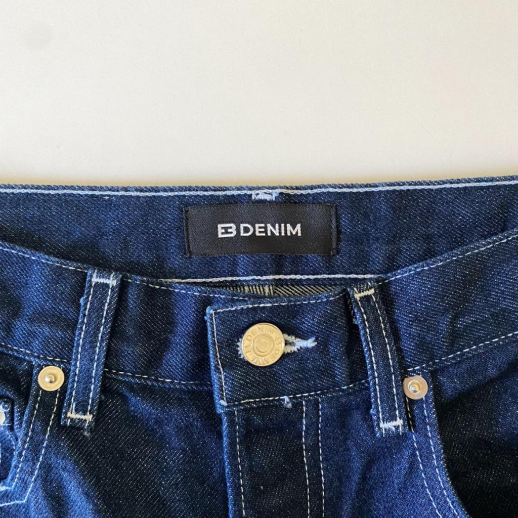 EB Denim High Rise Straight Jeans in Midnight Size 24