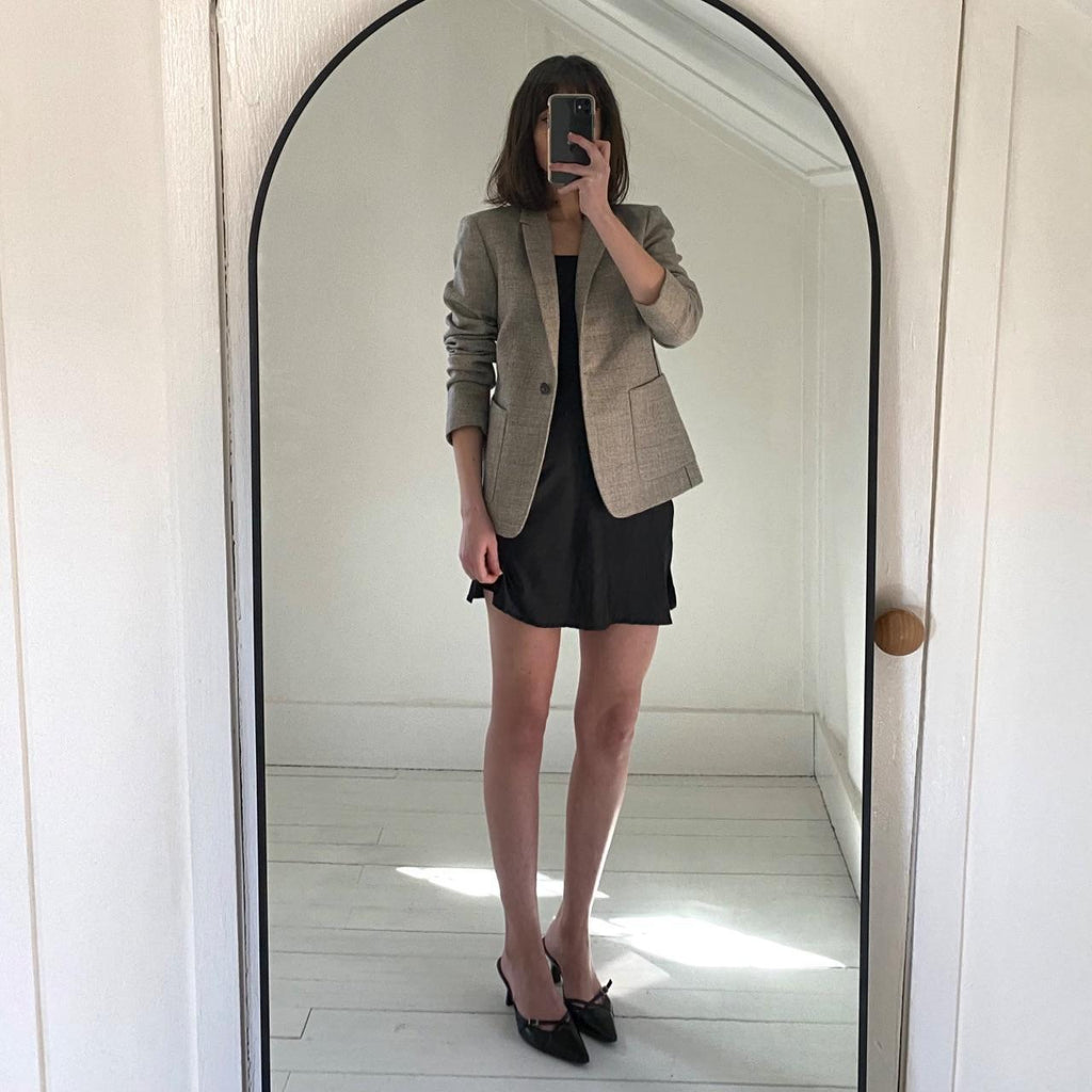 Calvin Klein Collection Wool Herringbone Blazer Jacket Grey Size 6/42