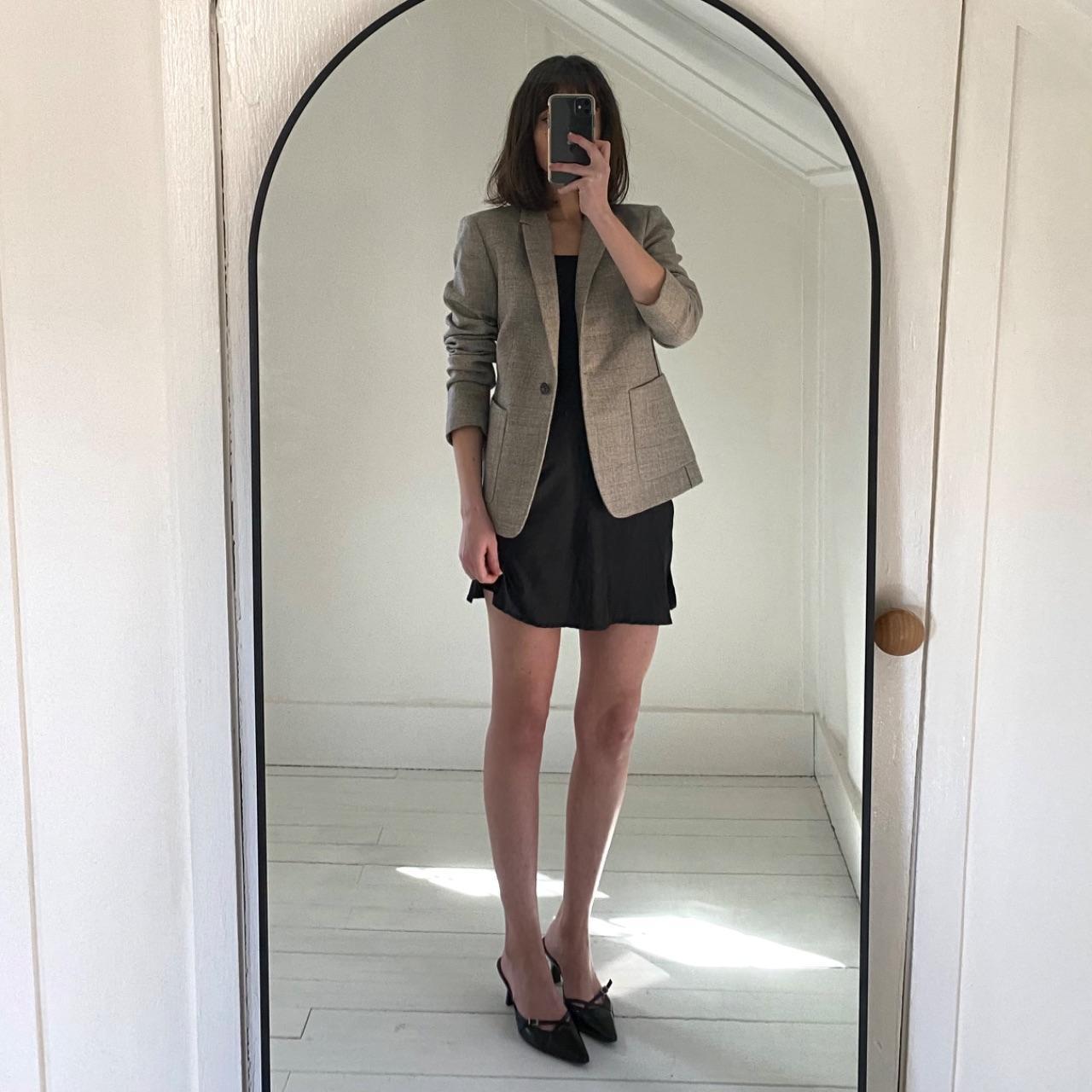 Calvin Klein Collection Wool Herringbone Blazer Jacket Grey Size 6/42