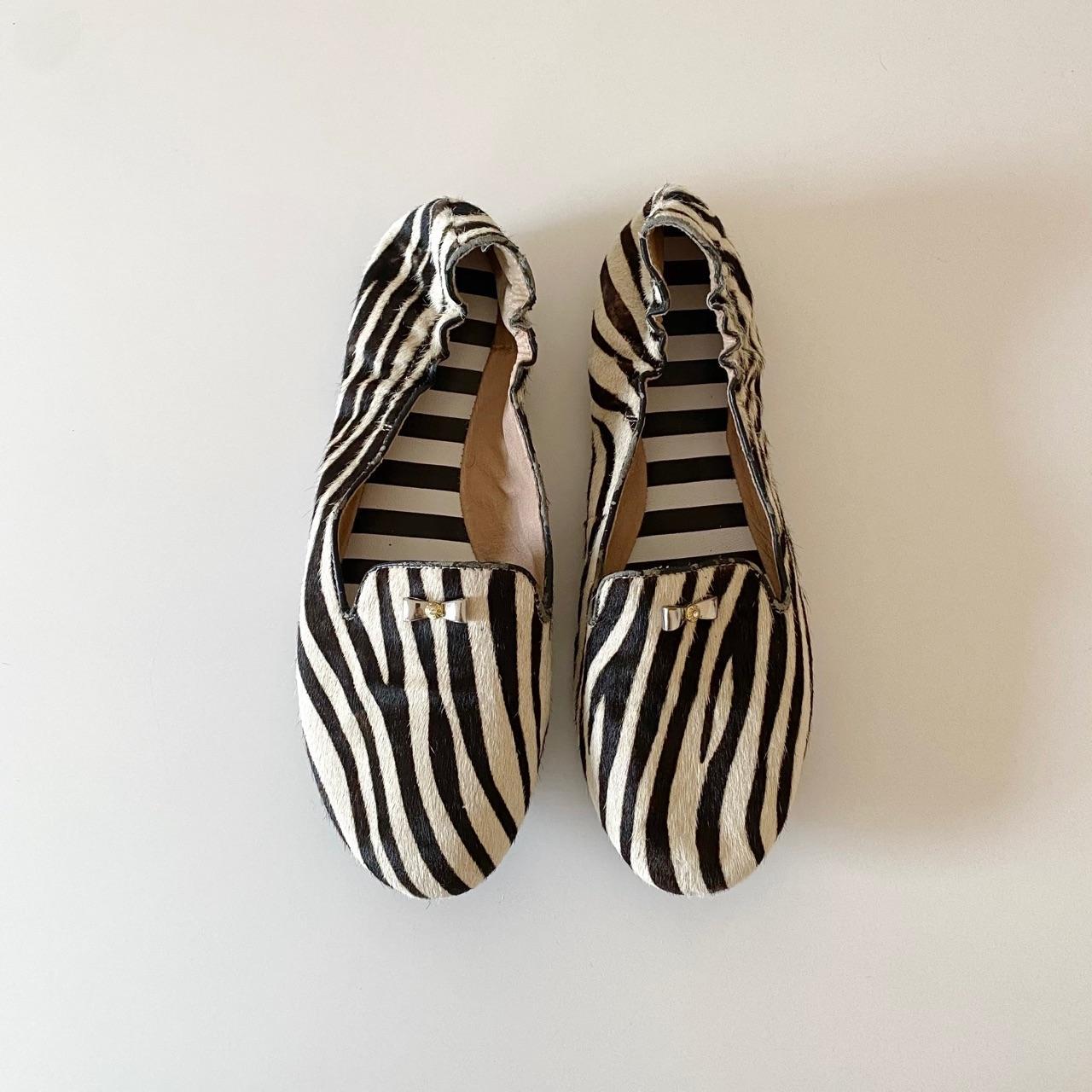 Henri Bendel Sole Ambition Zebra Calf Hair Loafers Size 8