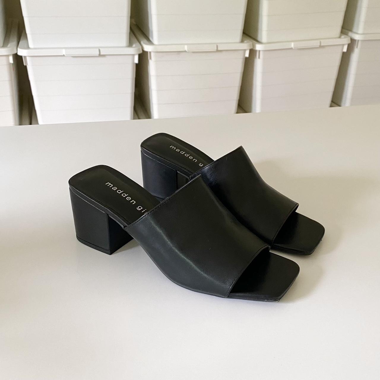 Madden Girl Taz Faux Leather Square Toe Mule Sandals in Black Size 6