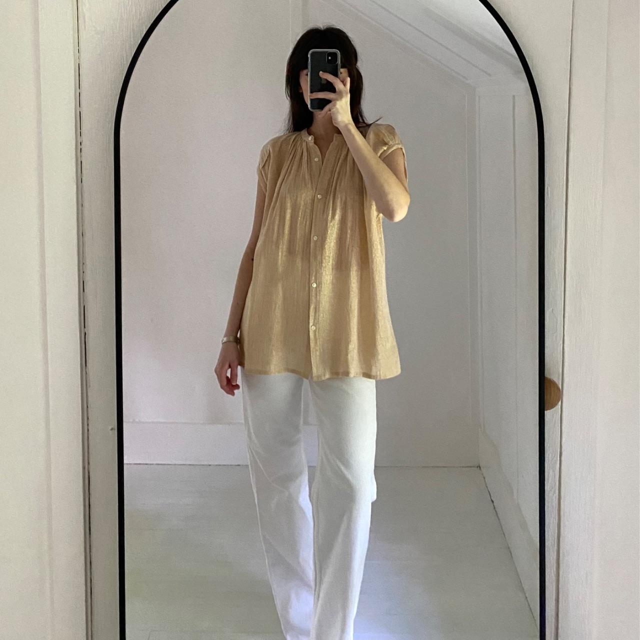 Soeur Voisine Metallic Button Up Shirt Size FR 40