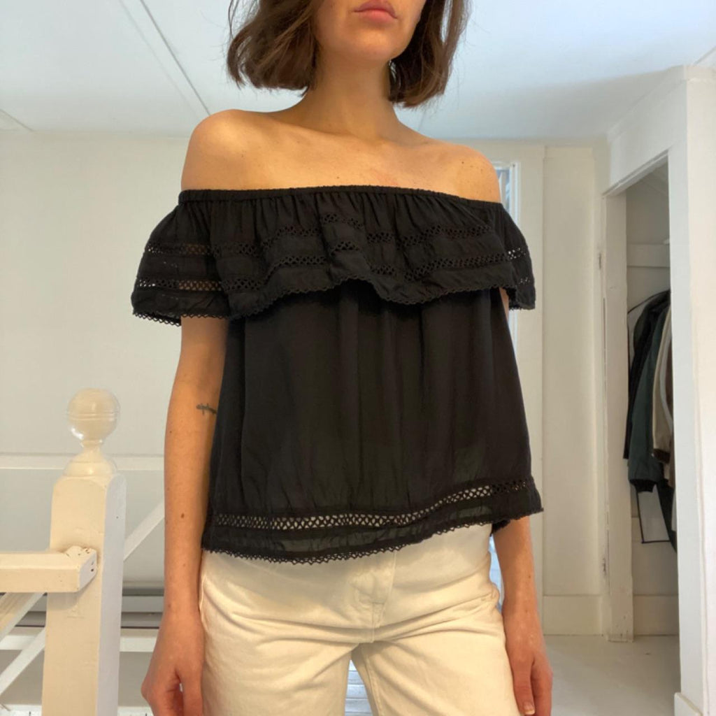 Wilfred / Aritzia Hollande Off Shoulder Eyelet Blouse Size XS