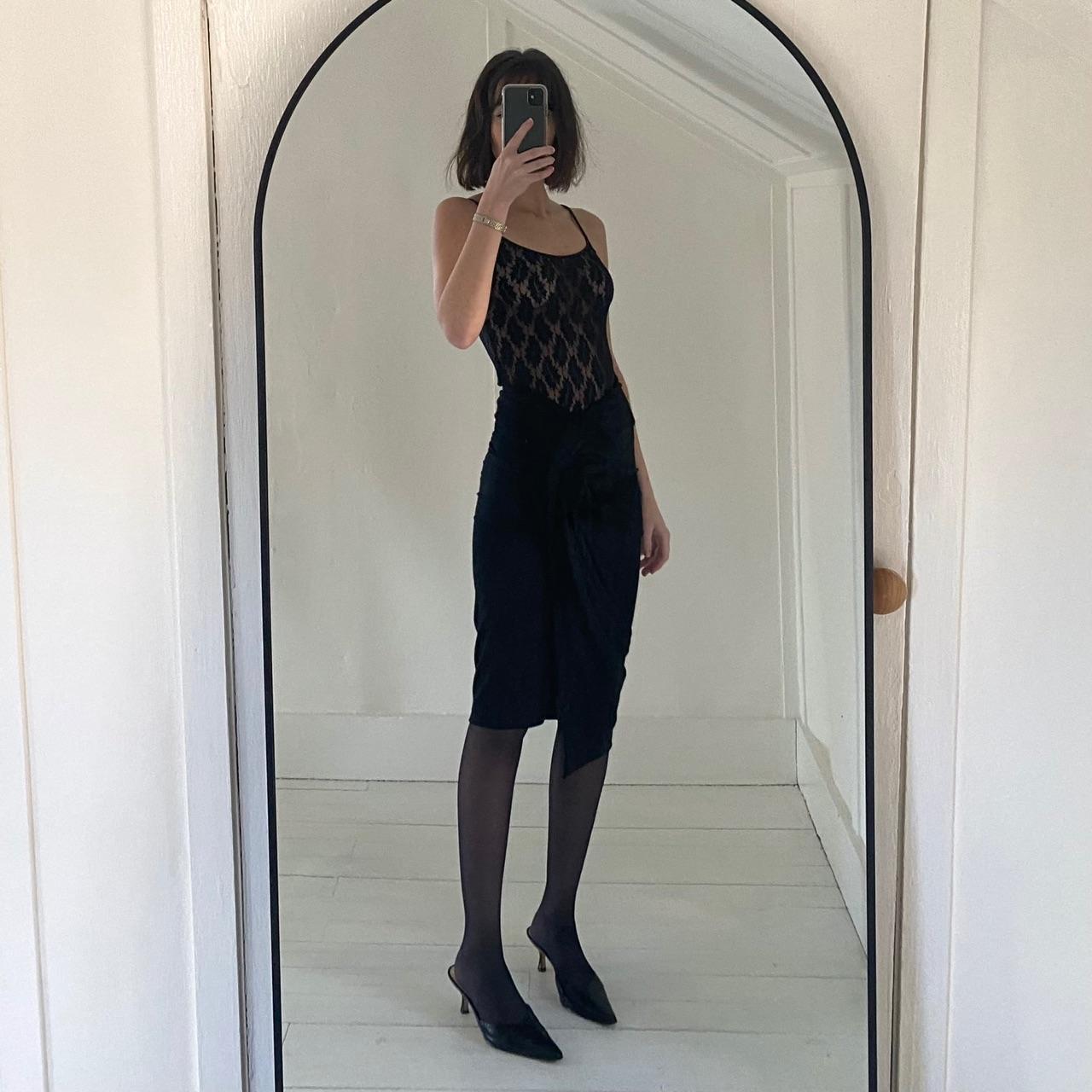 Donna Karan Collection Ruched Vintage Wool Jersey Rosette Wrap Skirt NWT Size P