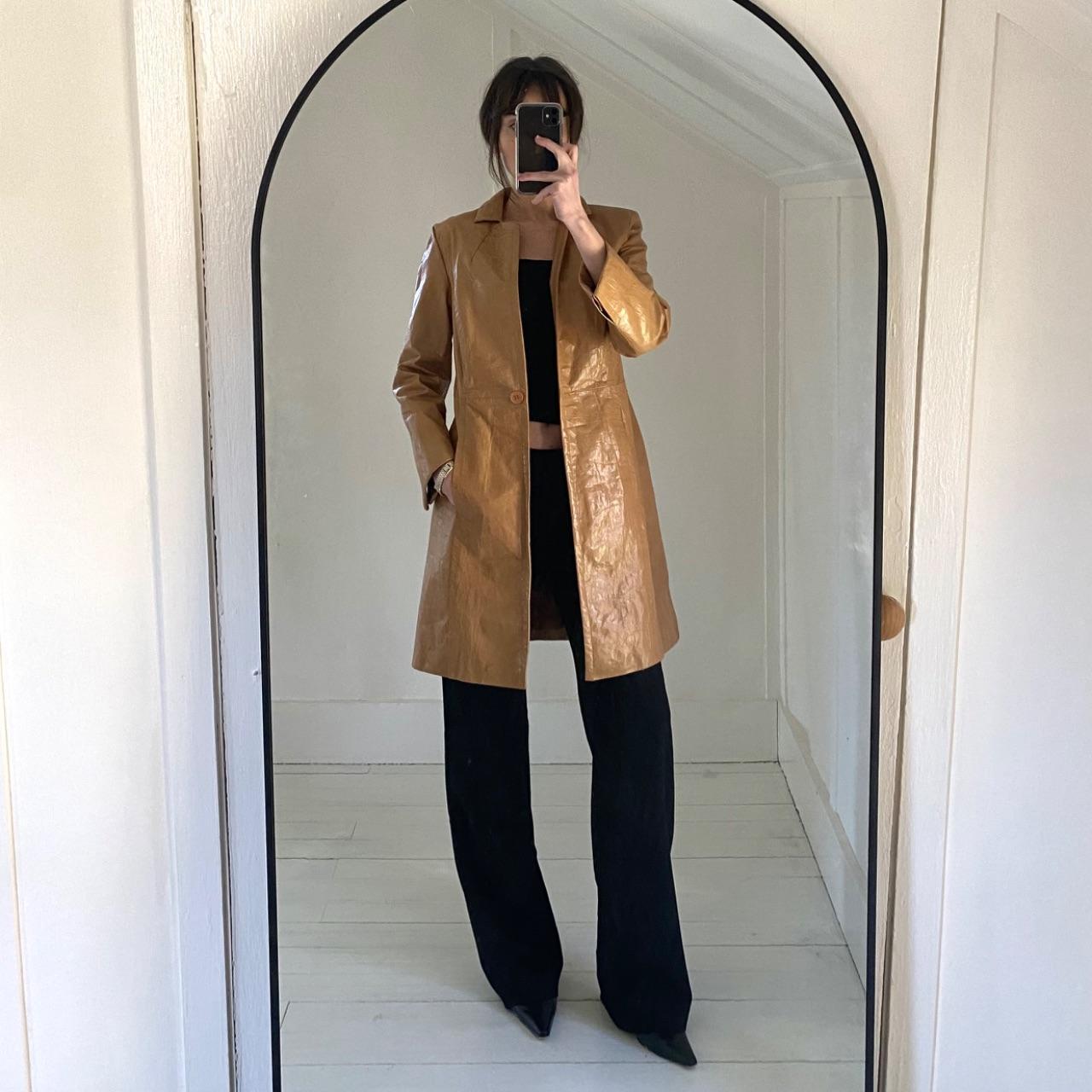 Express Vintage Y2K Leather Trench Coat Size 1/2