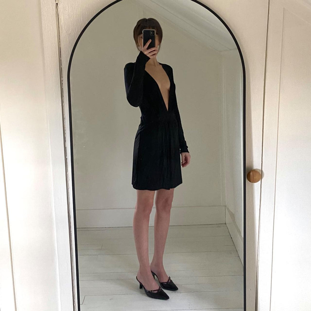 Hugo Buscati Collection Vintage 90s Plunge Neck Mini Dress Size S