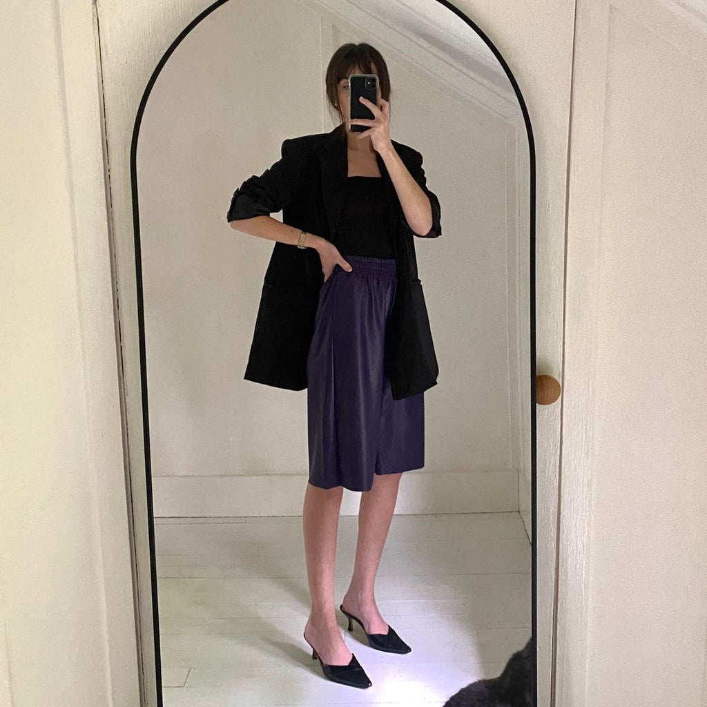 Angela Mele Milano Vegan Leather Bermuda Shorts NWT Size M