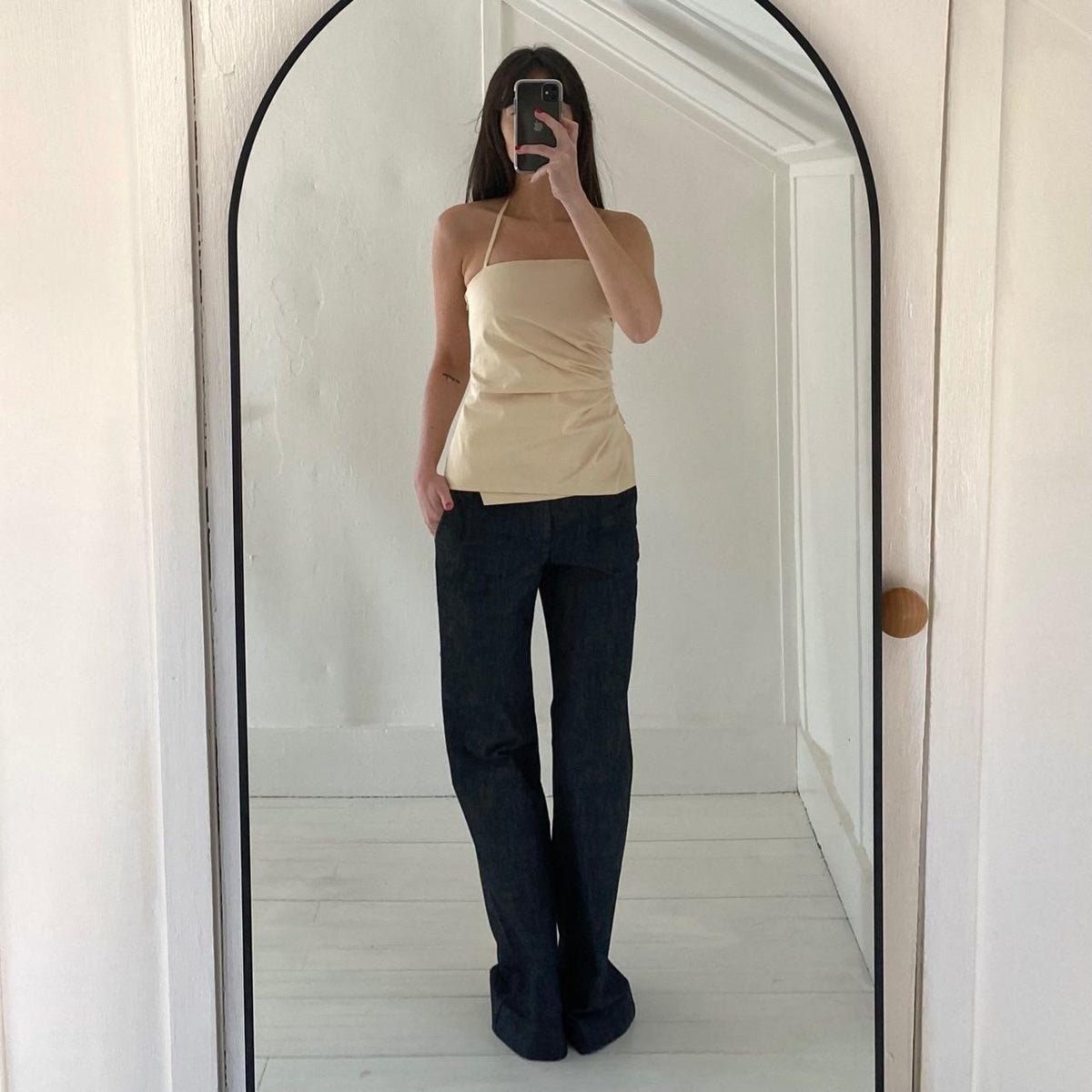 A.L.C. Charlotte Sateen Halter Top in Beige NWT Size 0