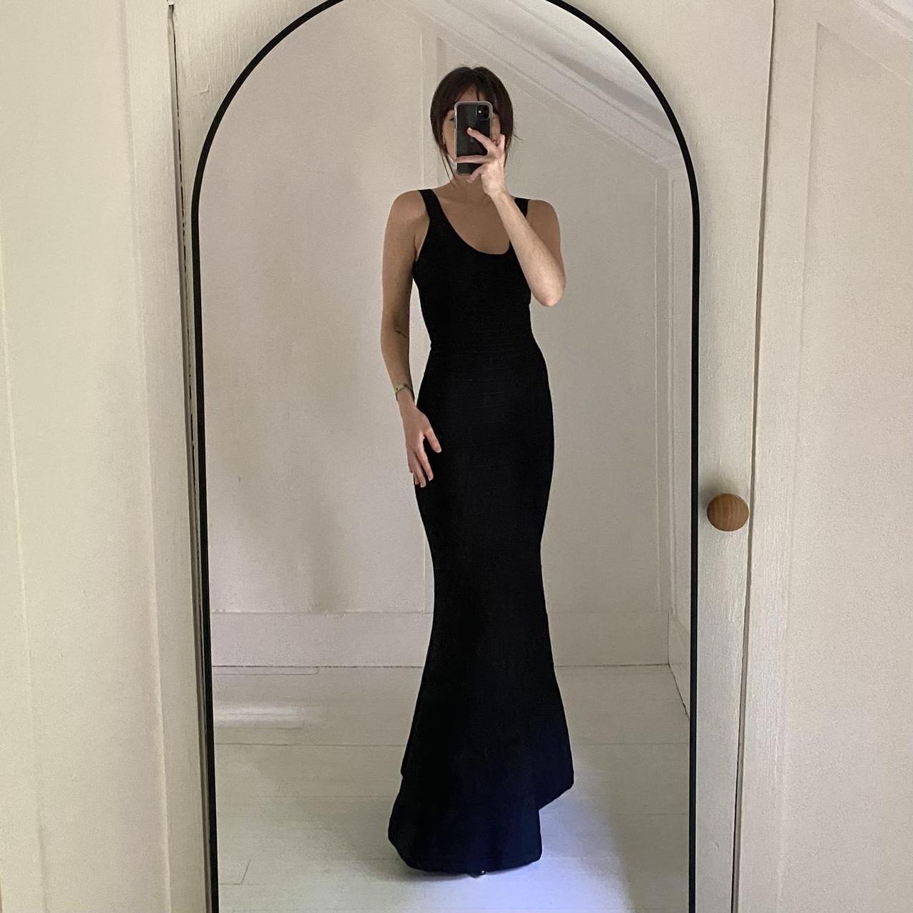 Herve Leger Scoop Neck Bandage Mermaid Gown in Black Size XS