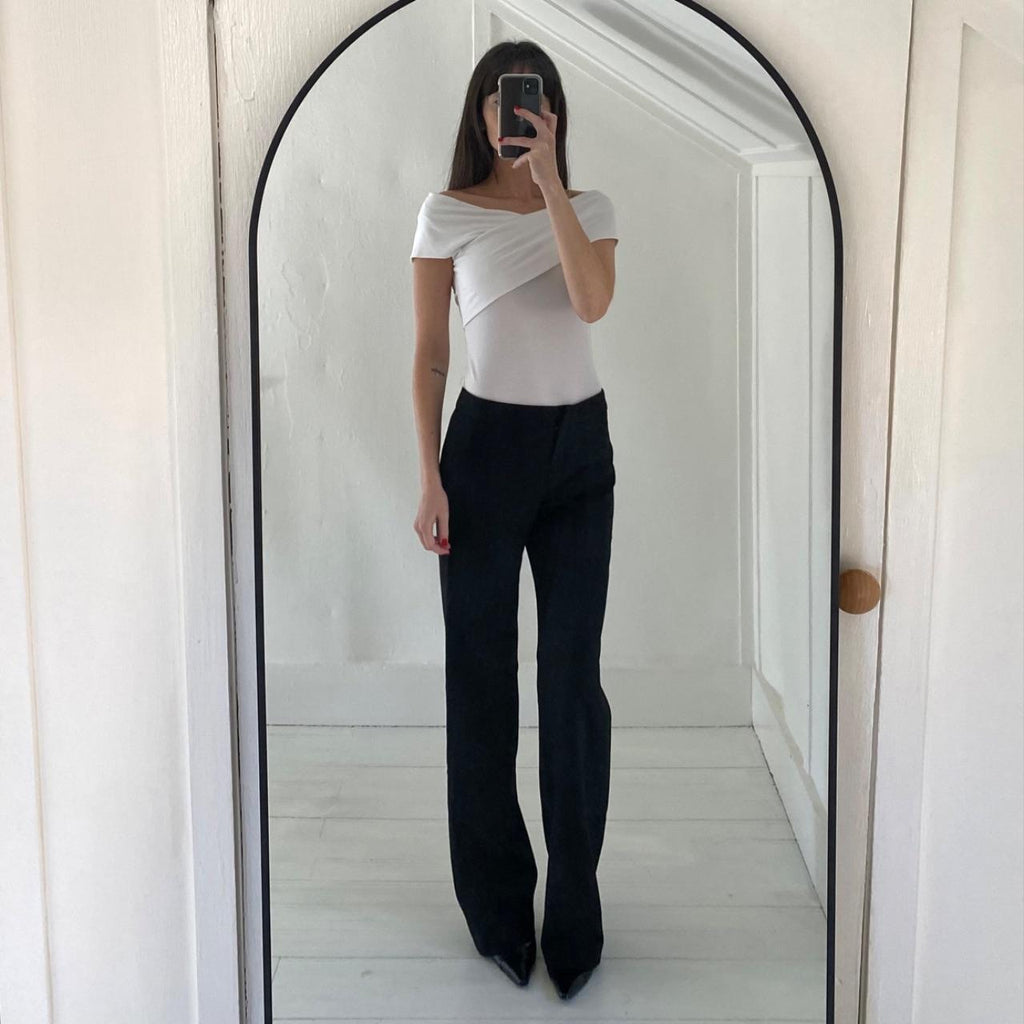 Theory Kellay Ribbed Viscose Crossover Off Shoulder Top Size P