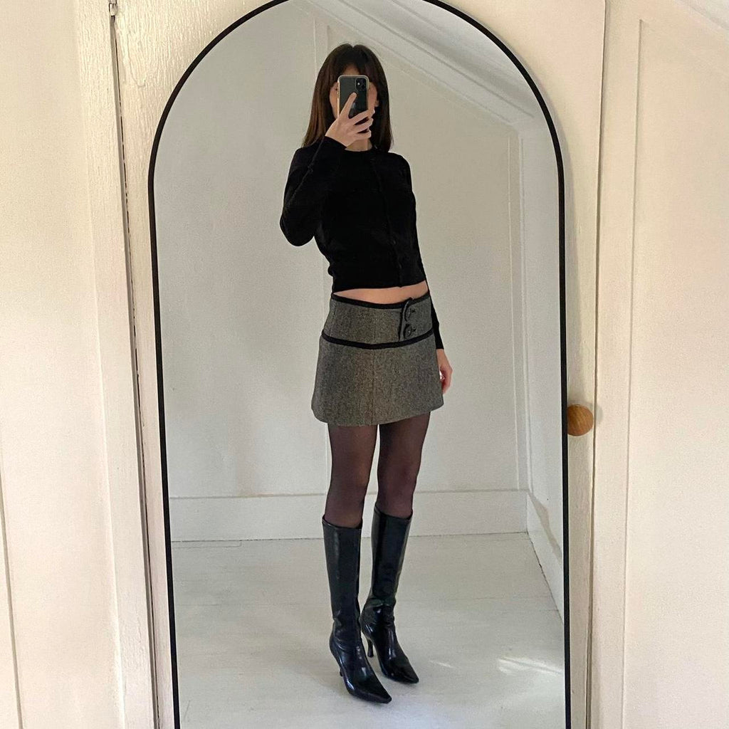 DKNY Jeans Vintage Y2K Tweed Low Rise Mini Skirt Size 9