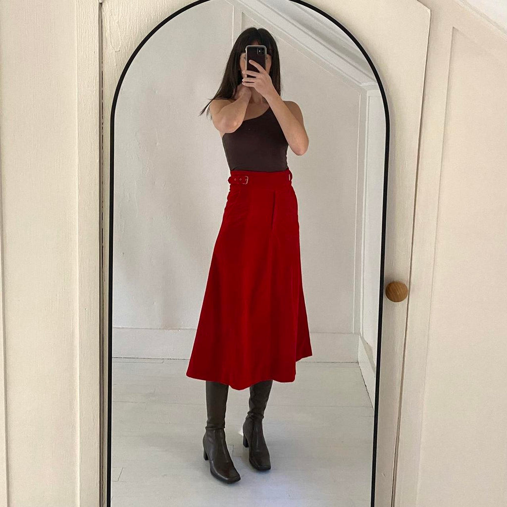 Rachel Antonoff / Anthropologie Regal Velvet Buckle Waist Midi Skirt Size 2