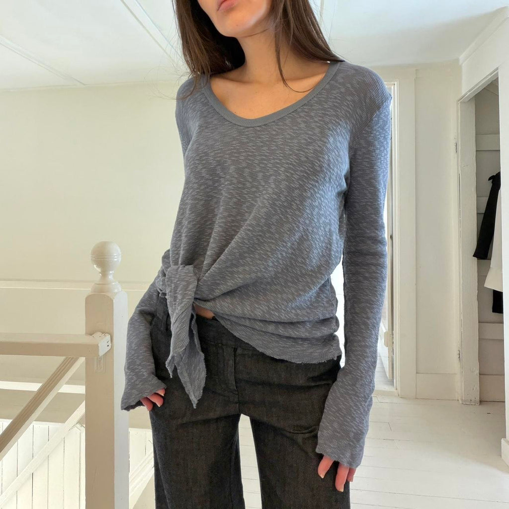 Left of Center / Anthropologie Knot Front Marled Knit Top Size S