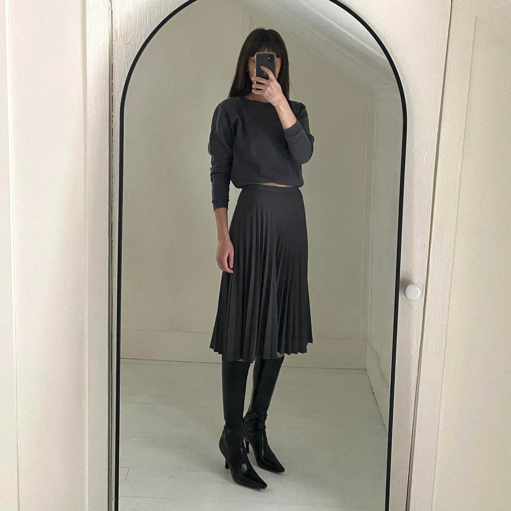 Hugo Buscati Collection Vintage 90s Wool Pleated Midi Skirt Size 8