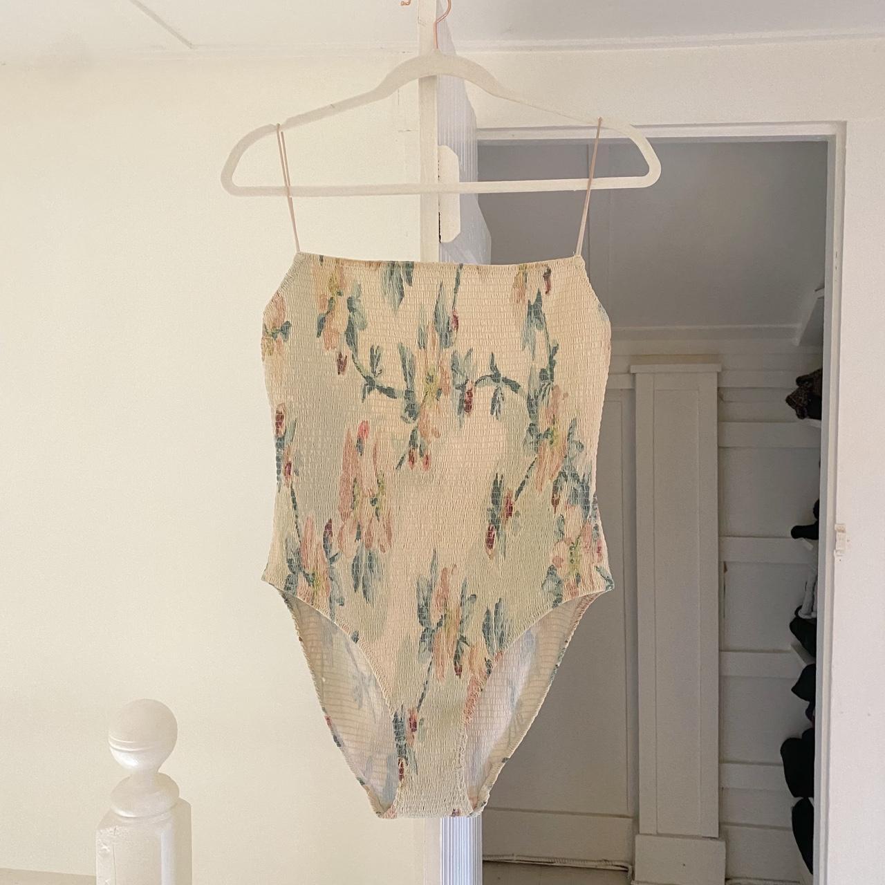 Toteme One Piece Smocked Swimsuit in Washed Floral Size XL