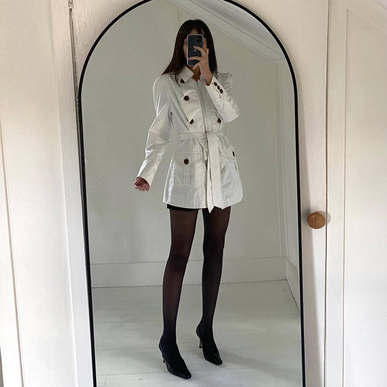 INC International Concepts Puff Sleeve Ruffle Trench Coat Size M