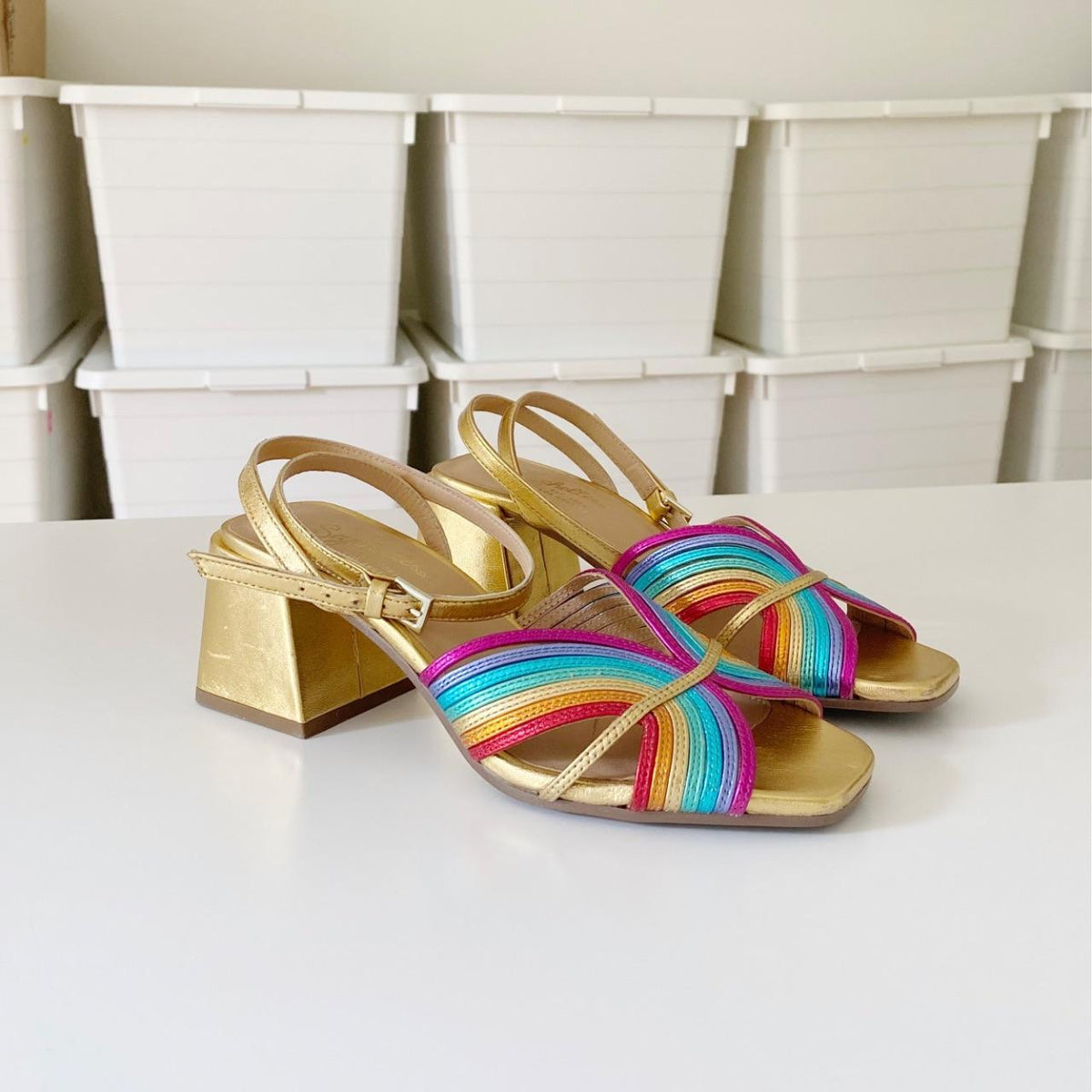 Seychelles Tender Sandal in Rainbow Metallic Leather Size 6