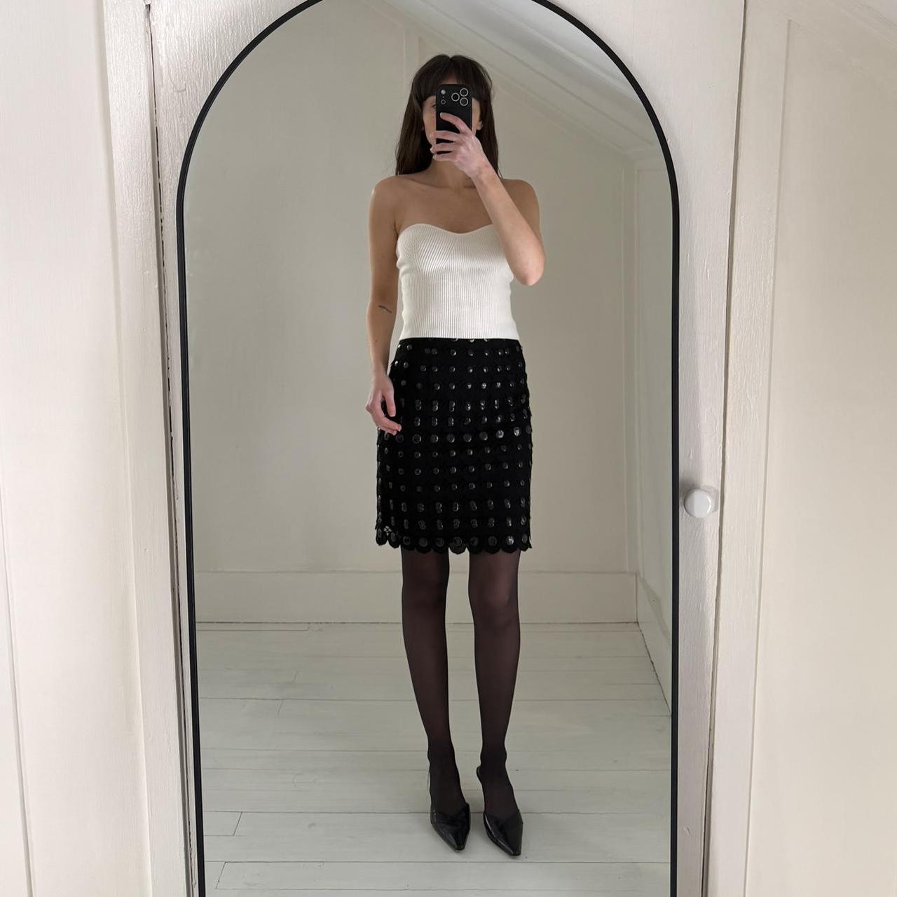 Couture Couture Los Angeles Vintage Y2K Beaded Crochet Mini Pencil Skirt Size 38