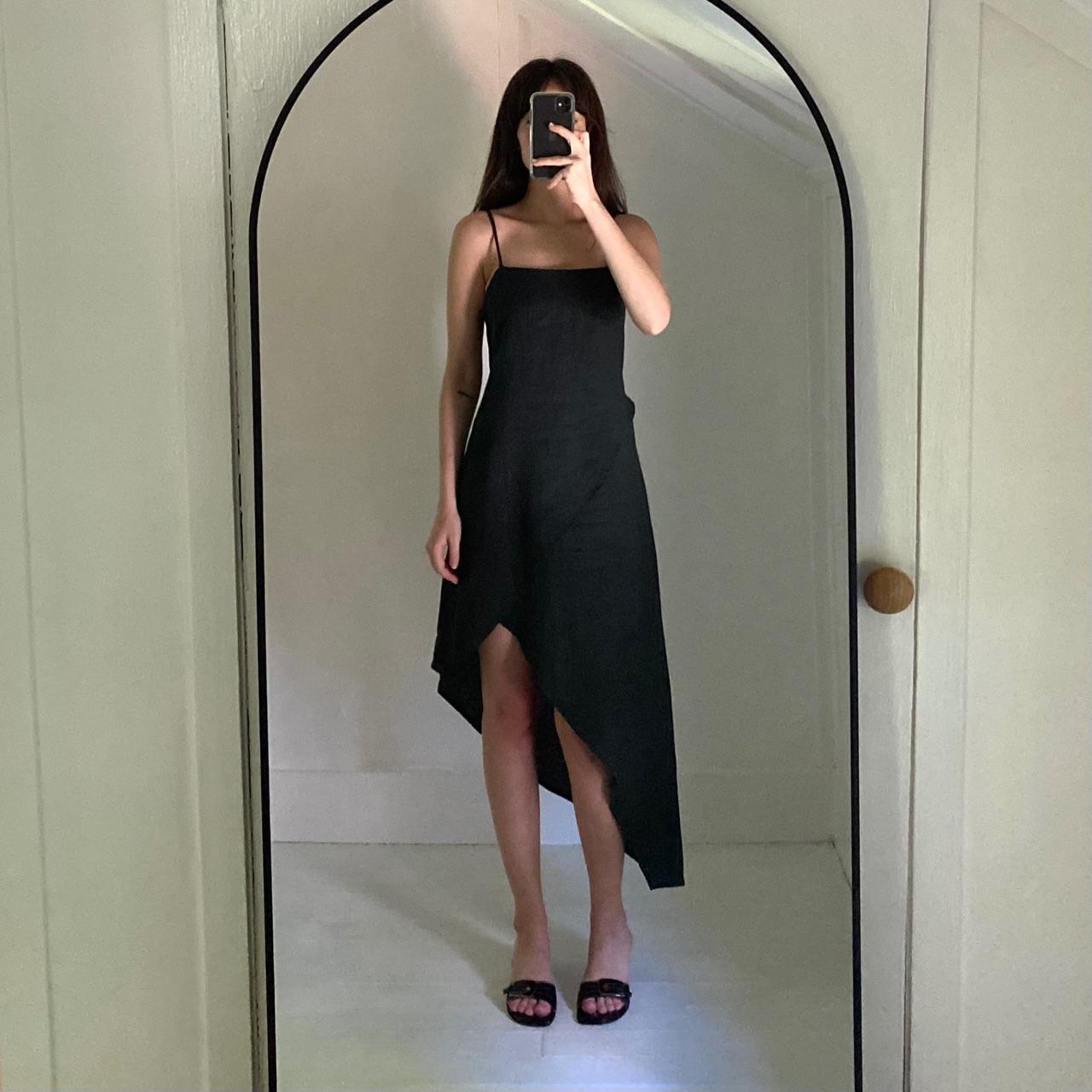 SIR The Label Rosa Linen Asymmetric Midi Dress in Forest Size 1