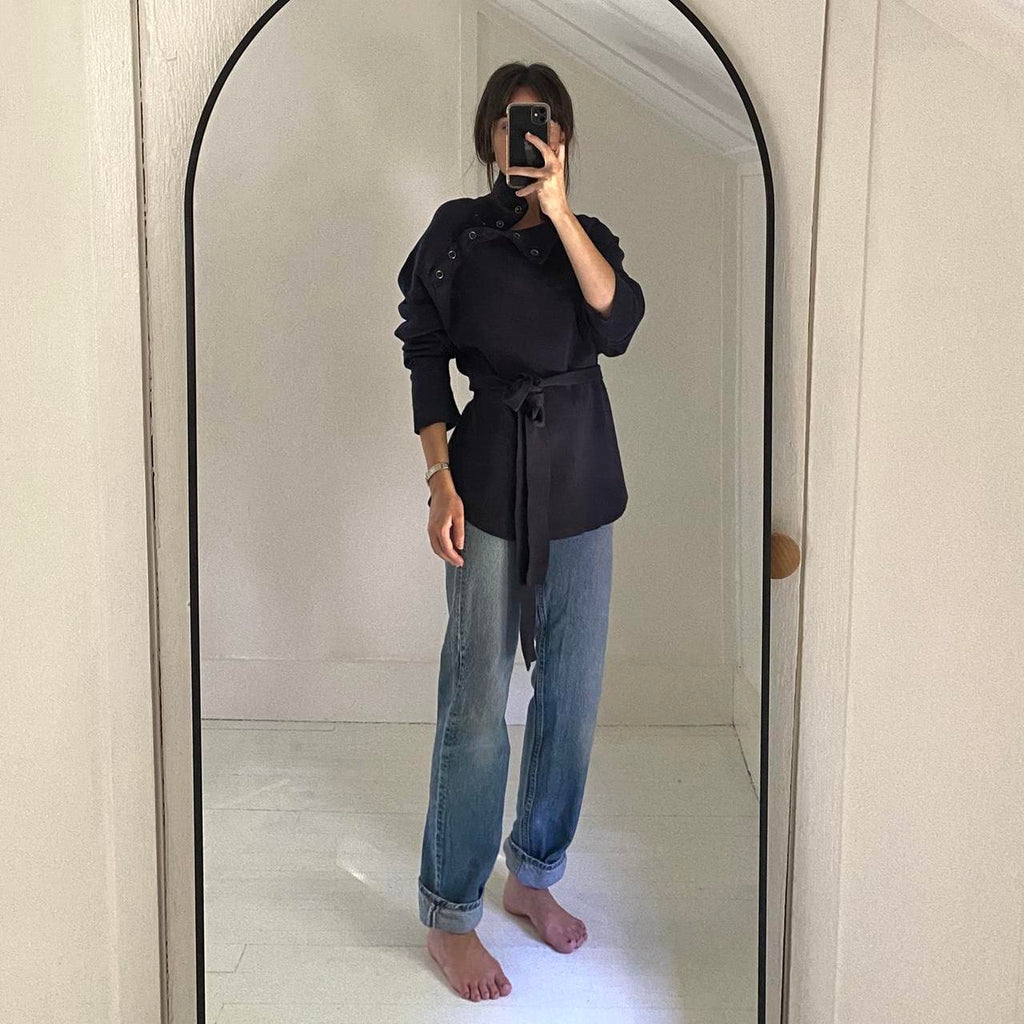 Moth / Anthropologie Tie Waist Mock Neck Poncho Sweater Size M