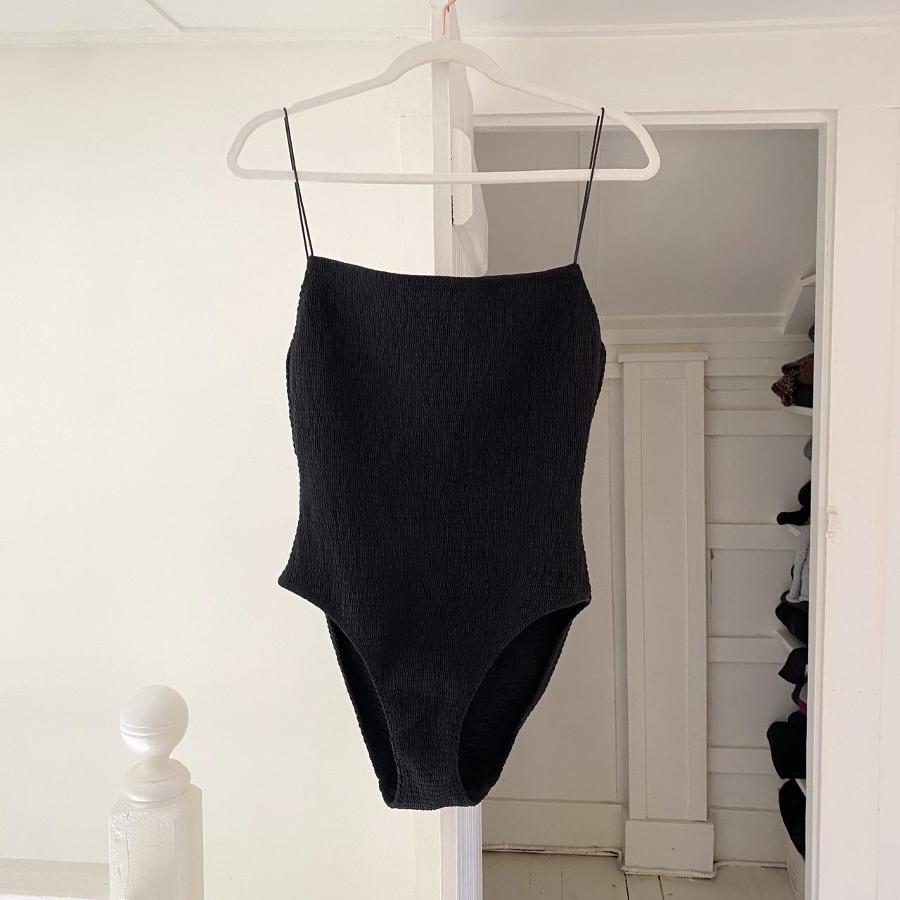 Toteme One Piece Smocked Swimsuit in Black Size XL