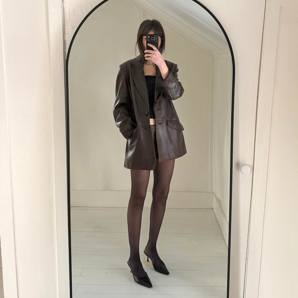 Laurèl by Escada Vintage Y2K Leather Blazer Jacket Size 40