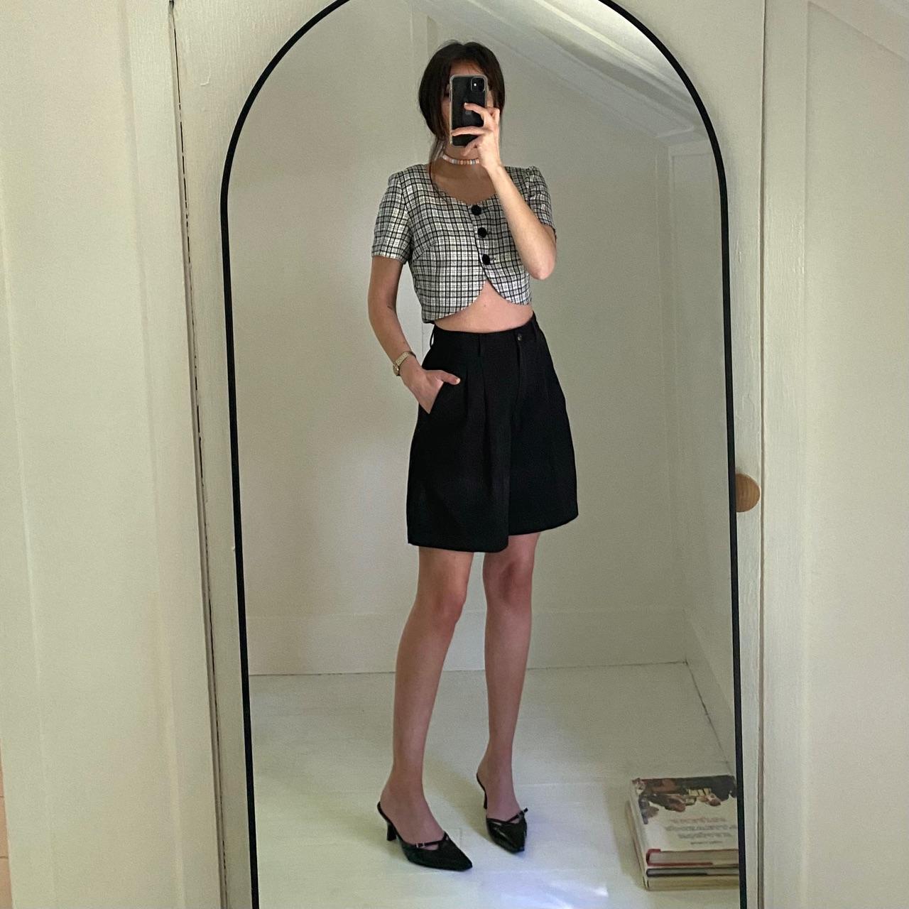 Alyn Paige Vintage 90s Plaid Cropped Short Sleeve Jacket Size 7/8