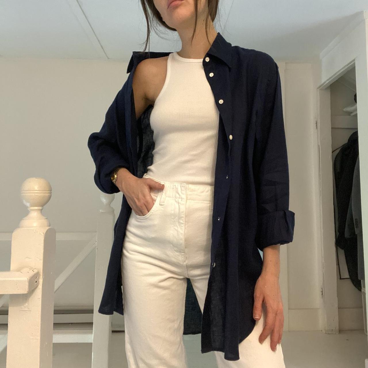 Polo Ralph Lauren Oversized Fit Linen Shirt Newport Navy NWT Size M