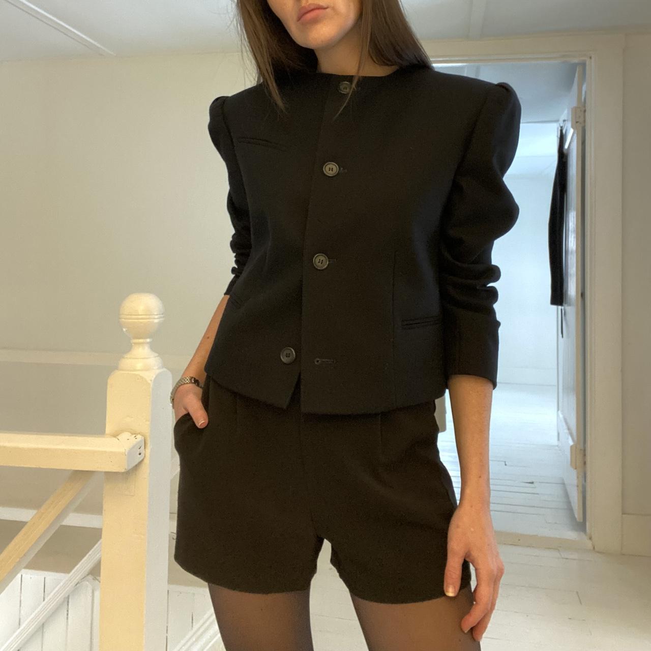 Giorgio Sant’Angelo Vintage 80s Wool Collarless Blazer Jacket Size 8