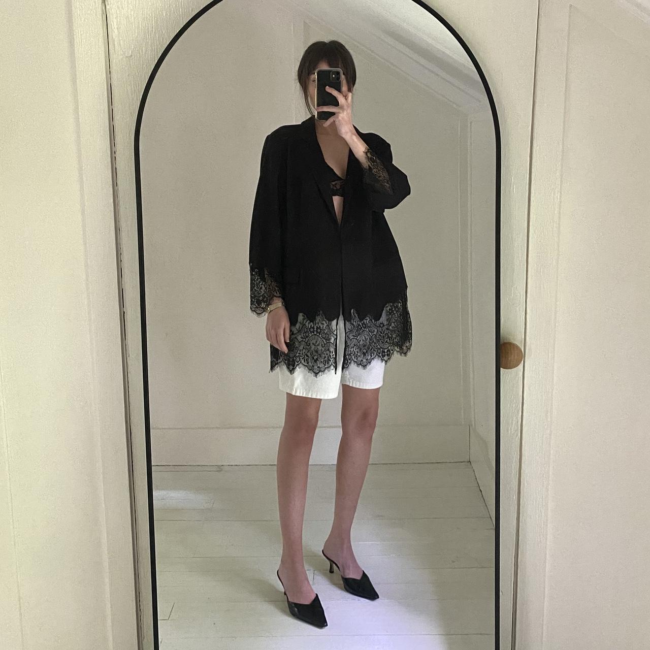 Black Label by Chico’s Lace Trim Blazer Jacket Size 3