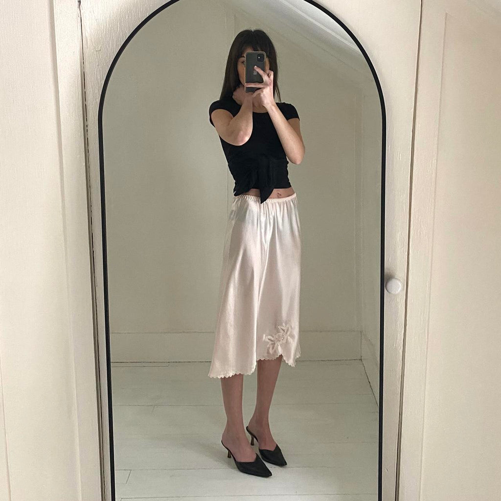 Barbizon Vintages 80s Satin Midi Slip Skirt Size M