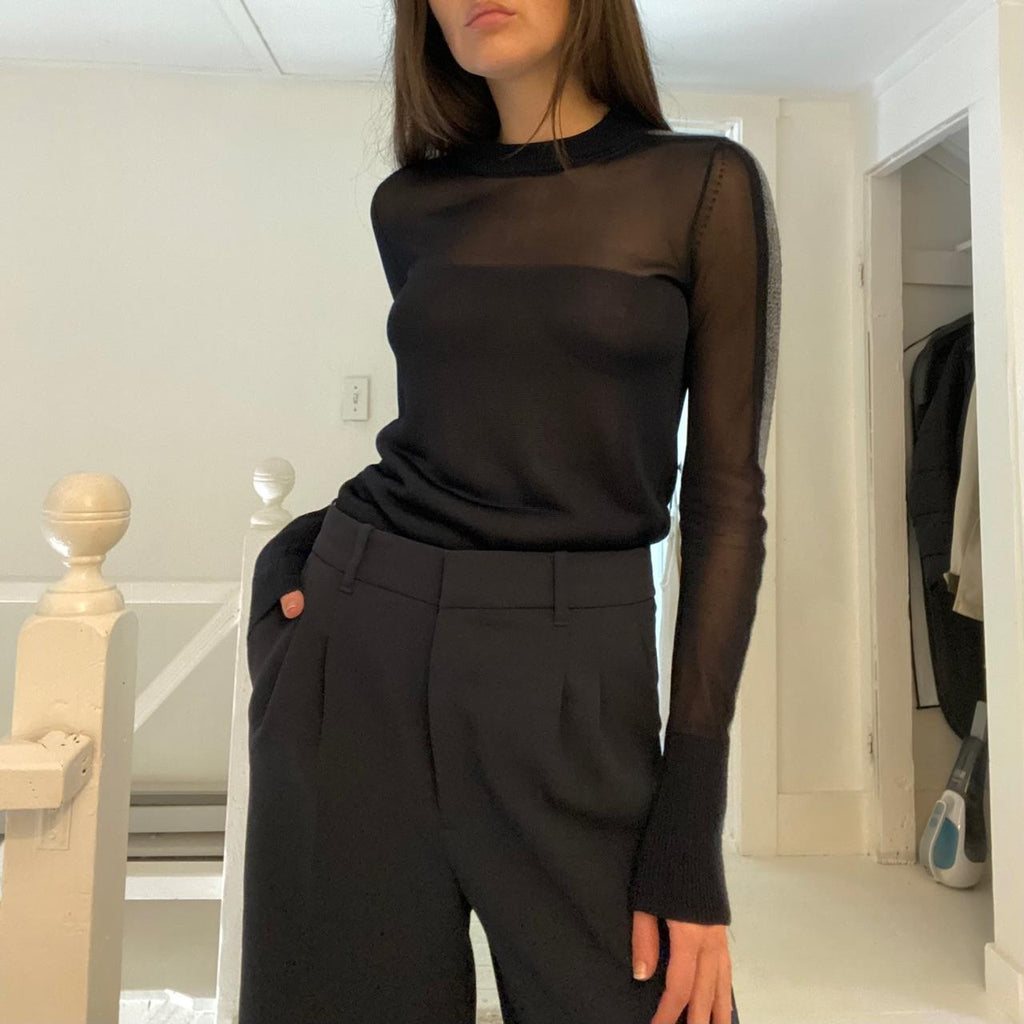 Sportmax Sheer Mesh Mock Neck Top Size XS