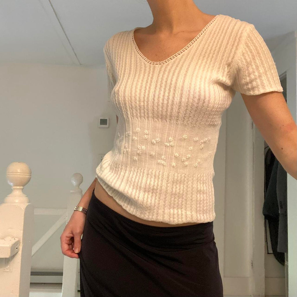 Valerie Separates Vintage Y2K Pointelle Knit Top Size PS