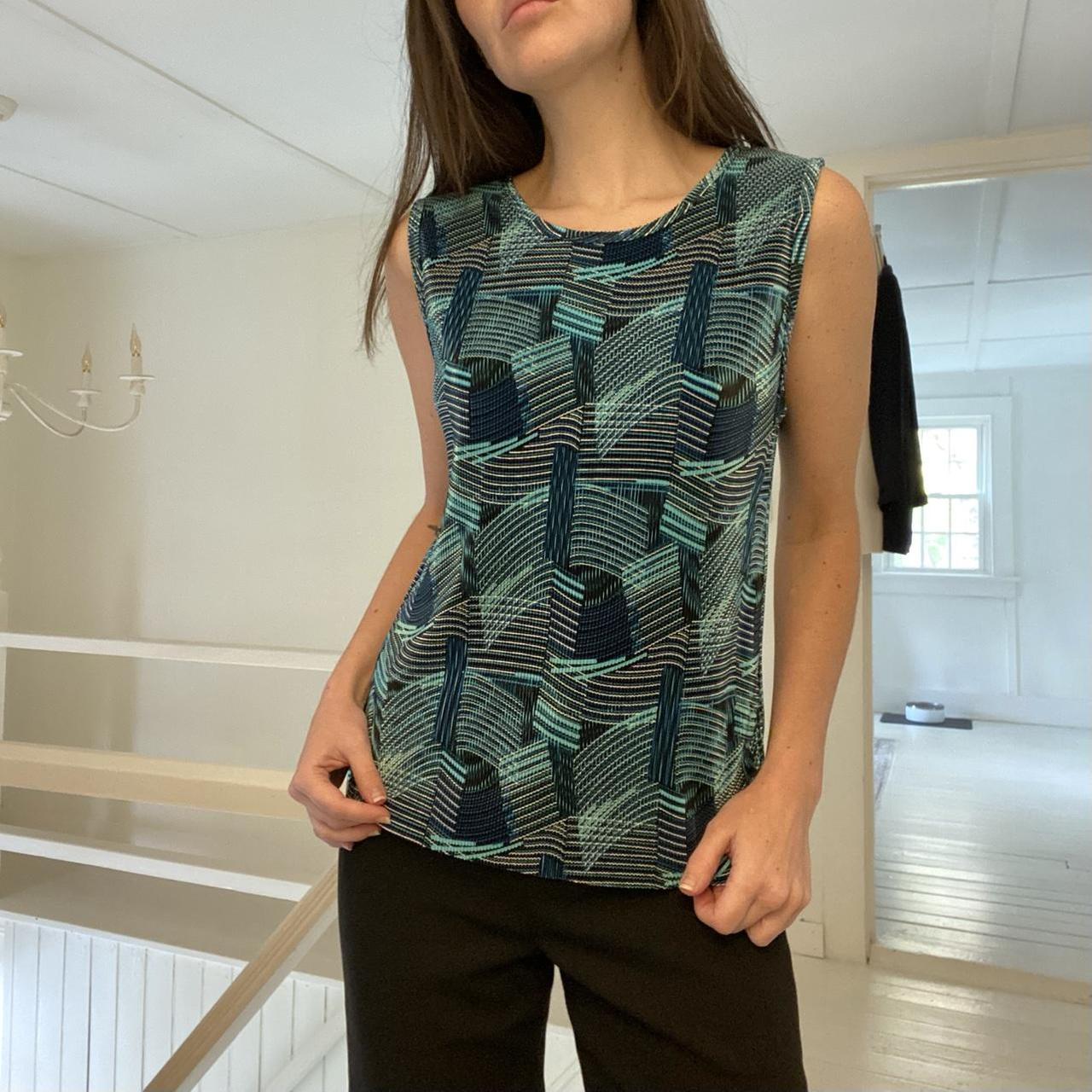 Plissé Vintage Y2K Printed Accordian Pleat Top Size L