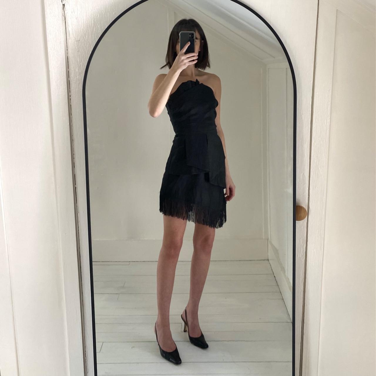 Alyn Paige Vintage Y2K Asymmetric Fringe Hem Strapless Mini Dress Size 5/6