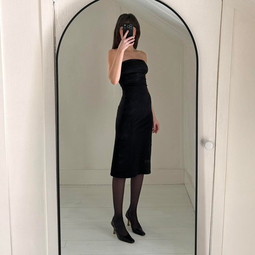 Moda International Vintage Y2K Strapless Bodycon Midi Dress Size XS