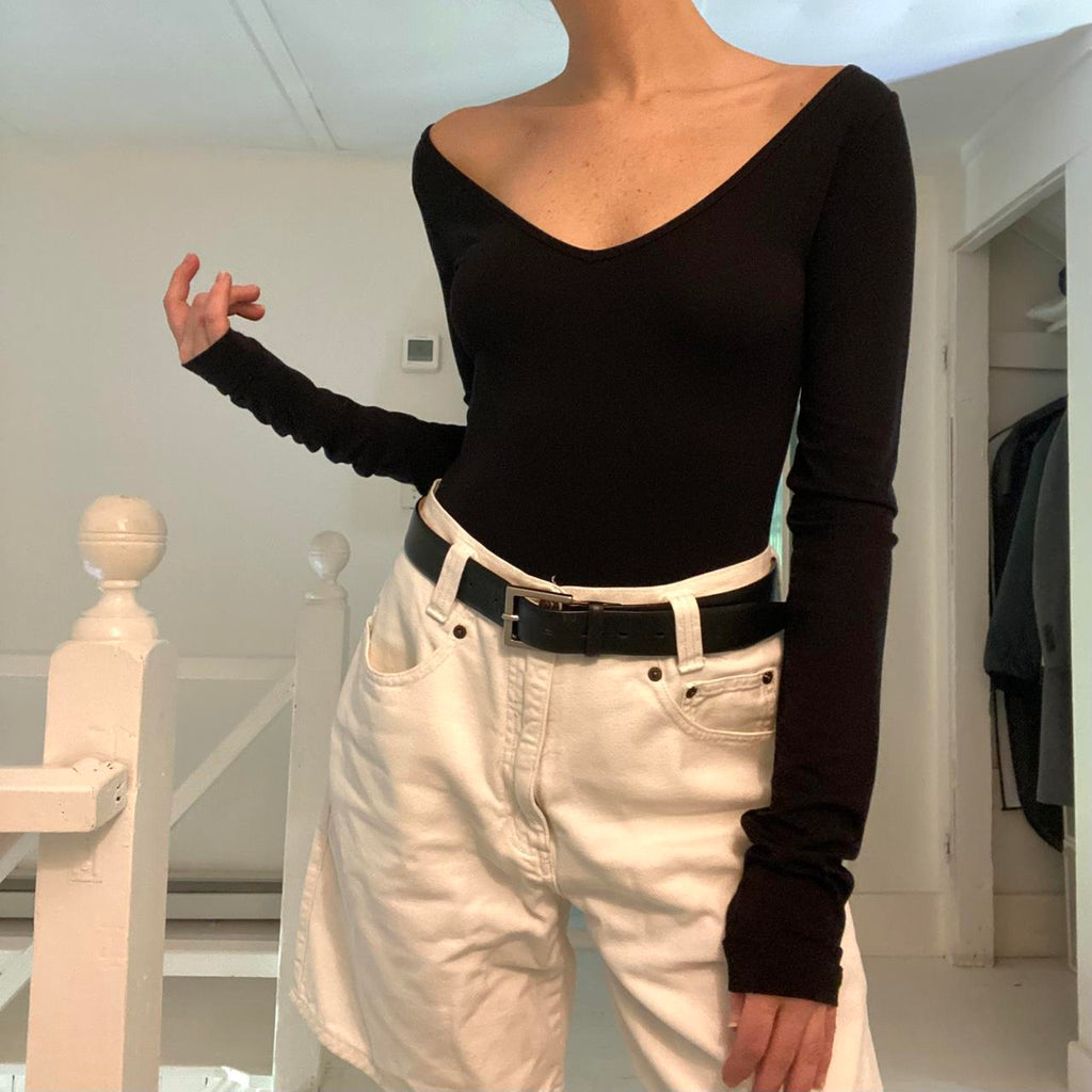 Remain Birger Christensen Nicole Long Sleeve Bodysuit Black Size 6