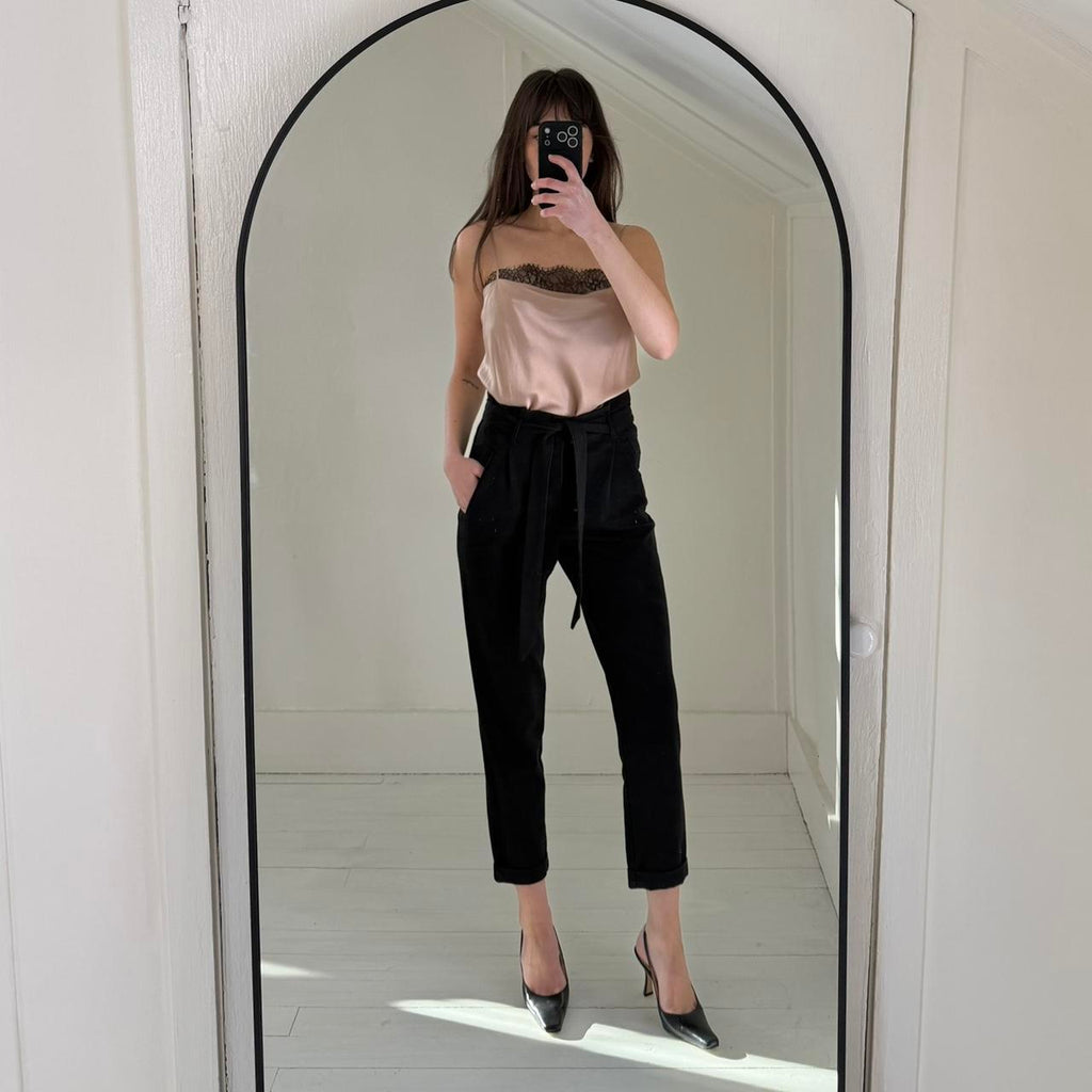 Zara Tie Waist High Rise Paperbag Trousers Size XS