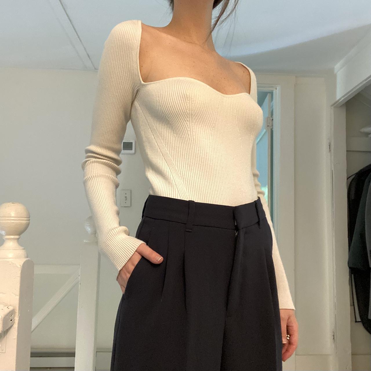 One Grey Day Seville Sweetheart Neck Knit Bodysuit Size S