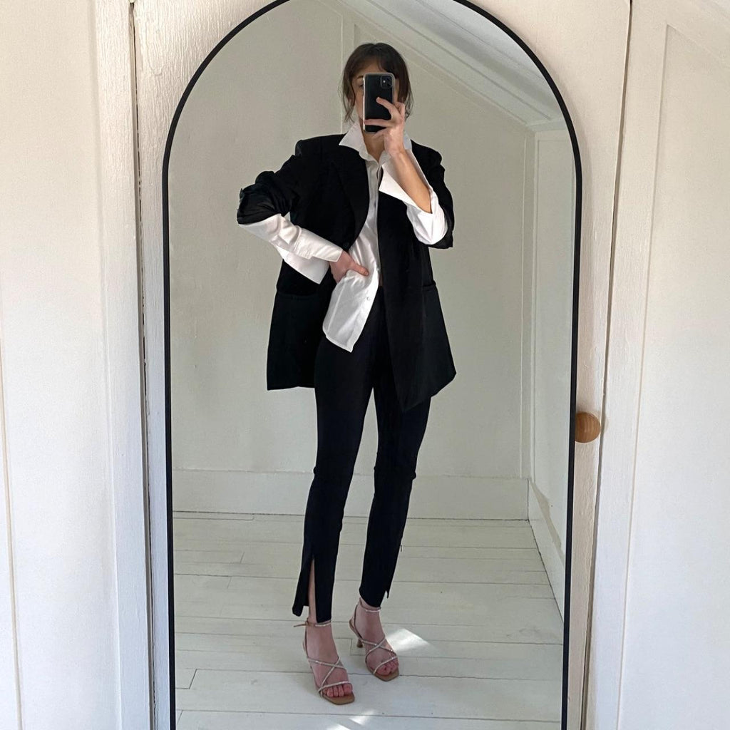 Theory Seamed Slit Legging in Black Precision Ponte Size P